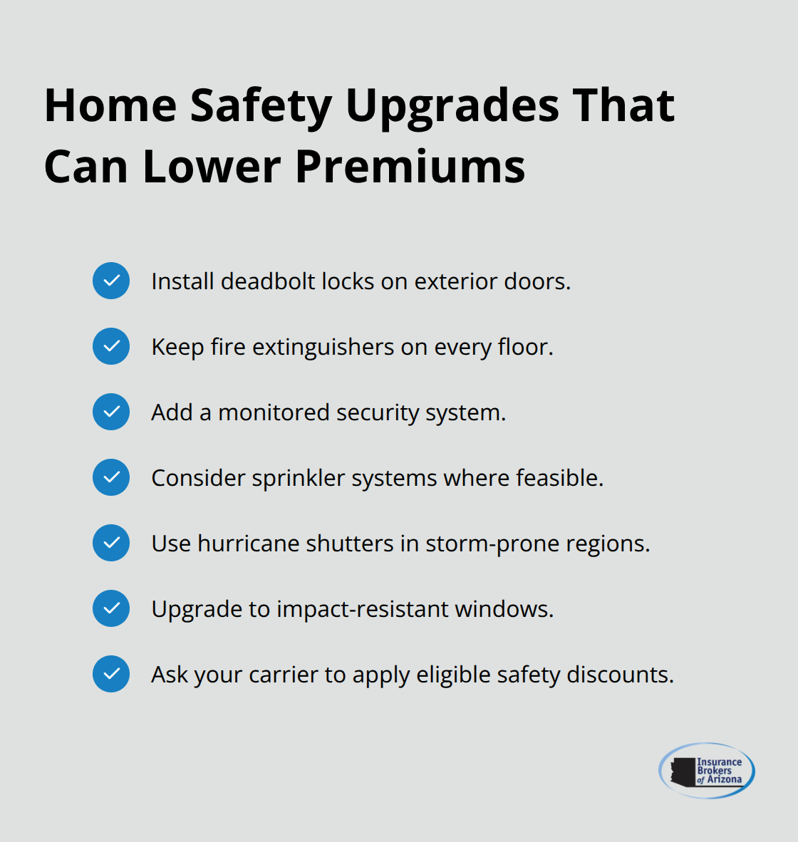 List of safety improvements that often reduce homeowners insurance costs - Homeowners policy rates explained