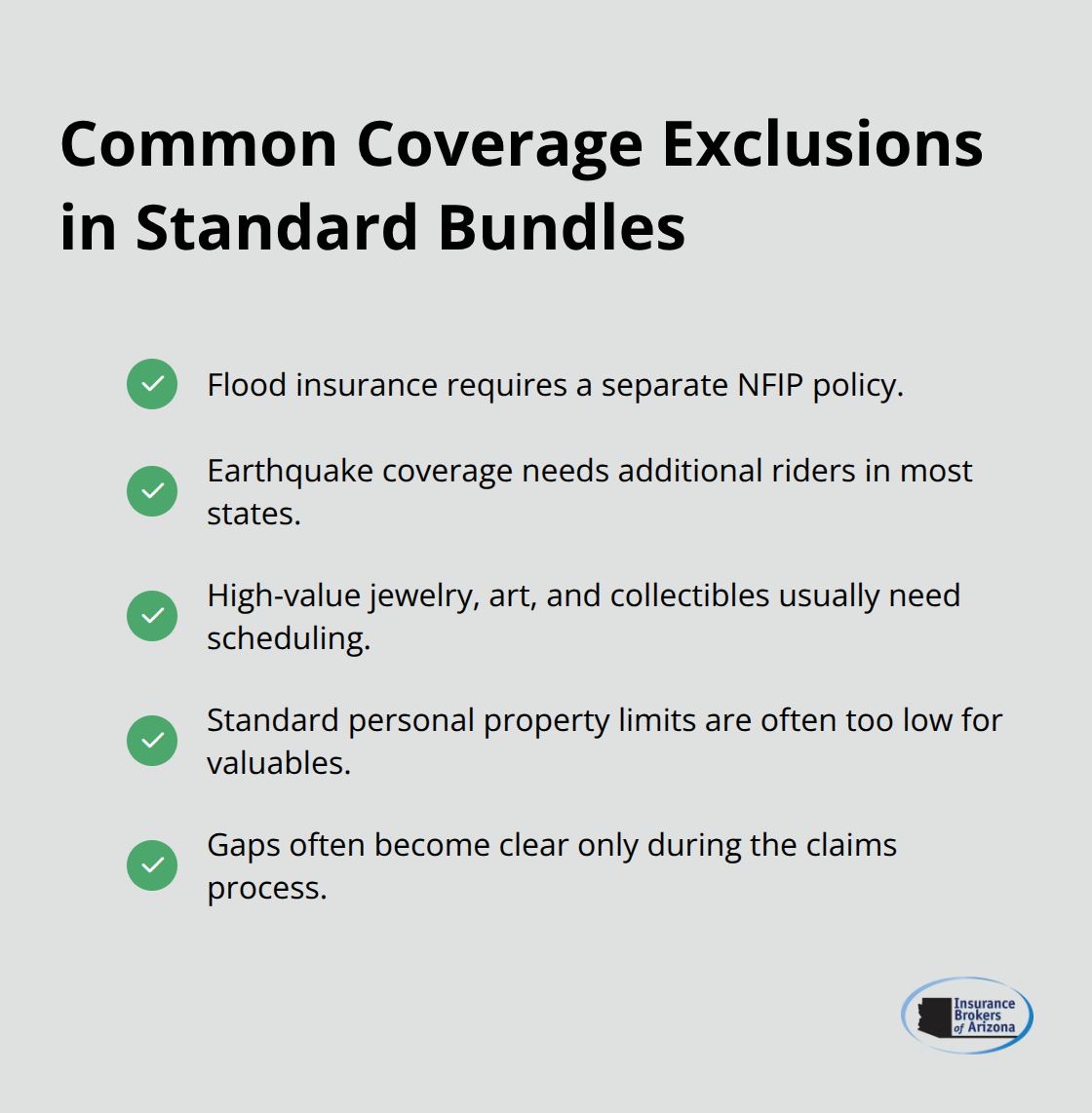 Checklist of coverage gaps often excluded from standard home and auto bundles - best auto and home insurance bundle
