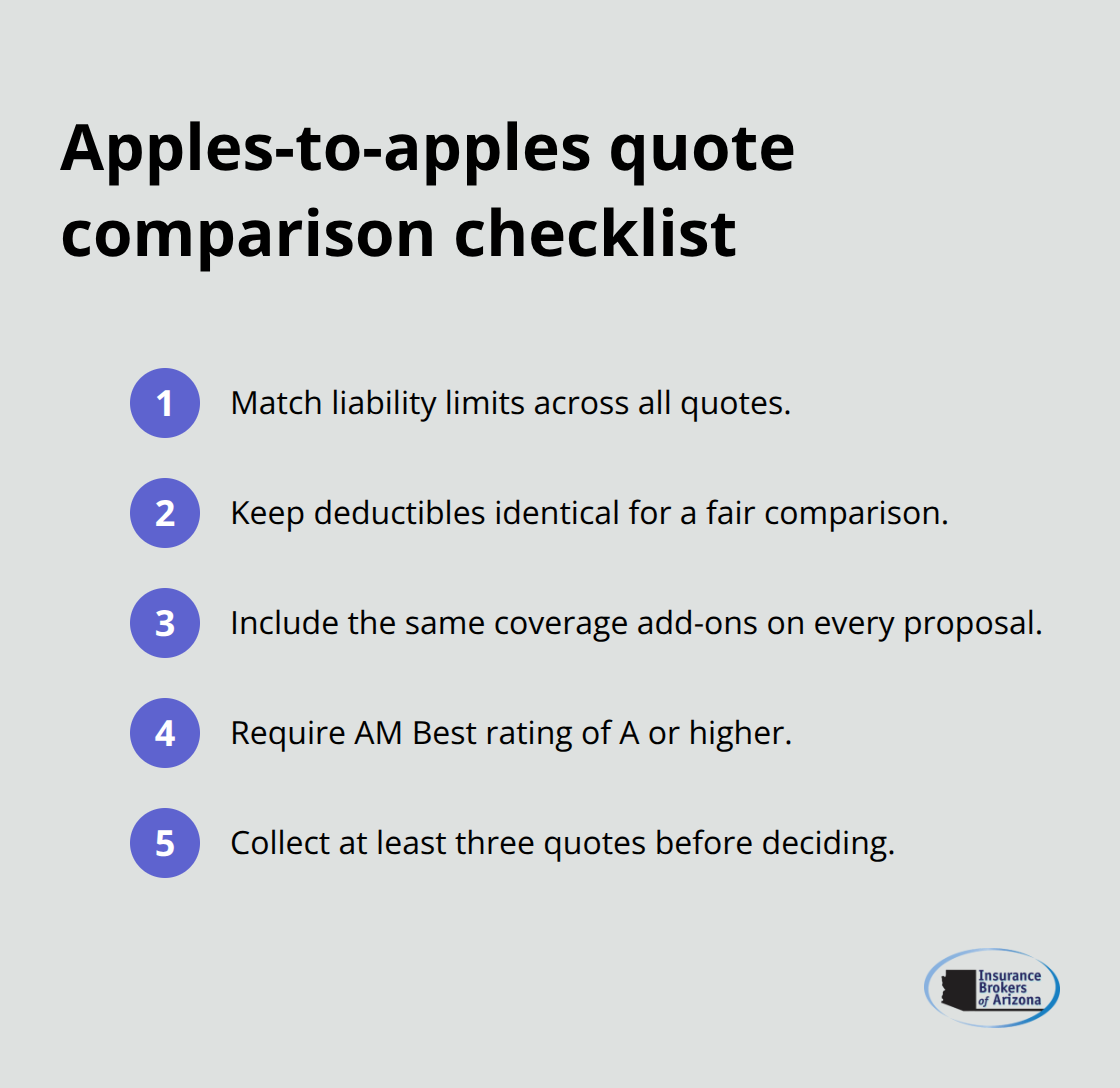 Compact checklist to compare commercial truck insurance quotes consistently in the U.S. - commercial truck insurance 101