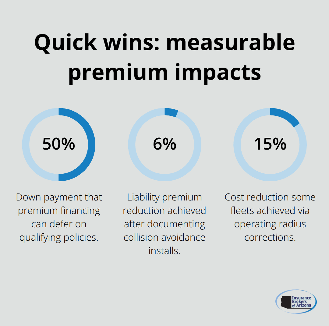 Percentage highlights of insurance savings and financing leverage for U.S. truckers - commercial truck insurance financing