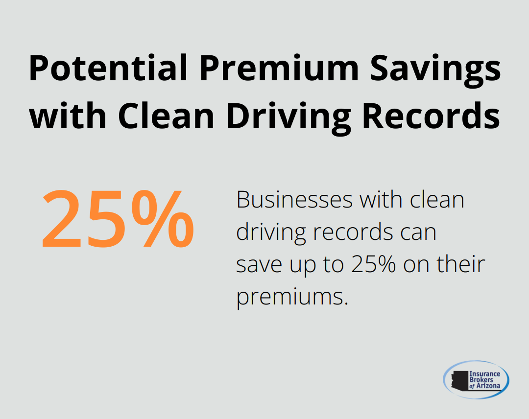 Chart showing 25% potential savings on commercial auto insurance premiums for businesses with clean driving records